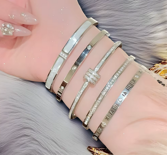 Pack 5 Brazaletes de Estilo Lujo 💎 Acero Inoxidable de Alta Calidad 🔥